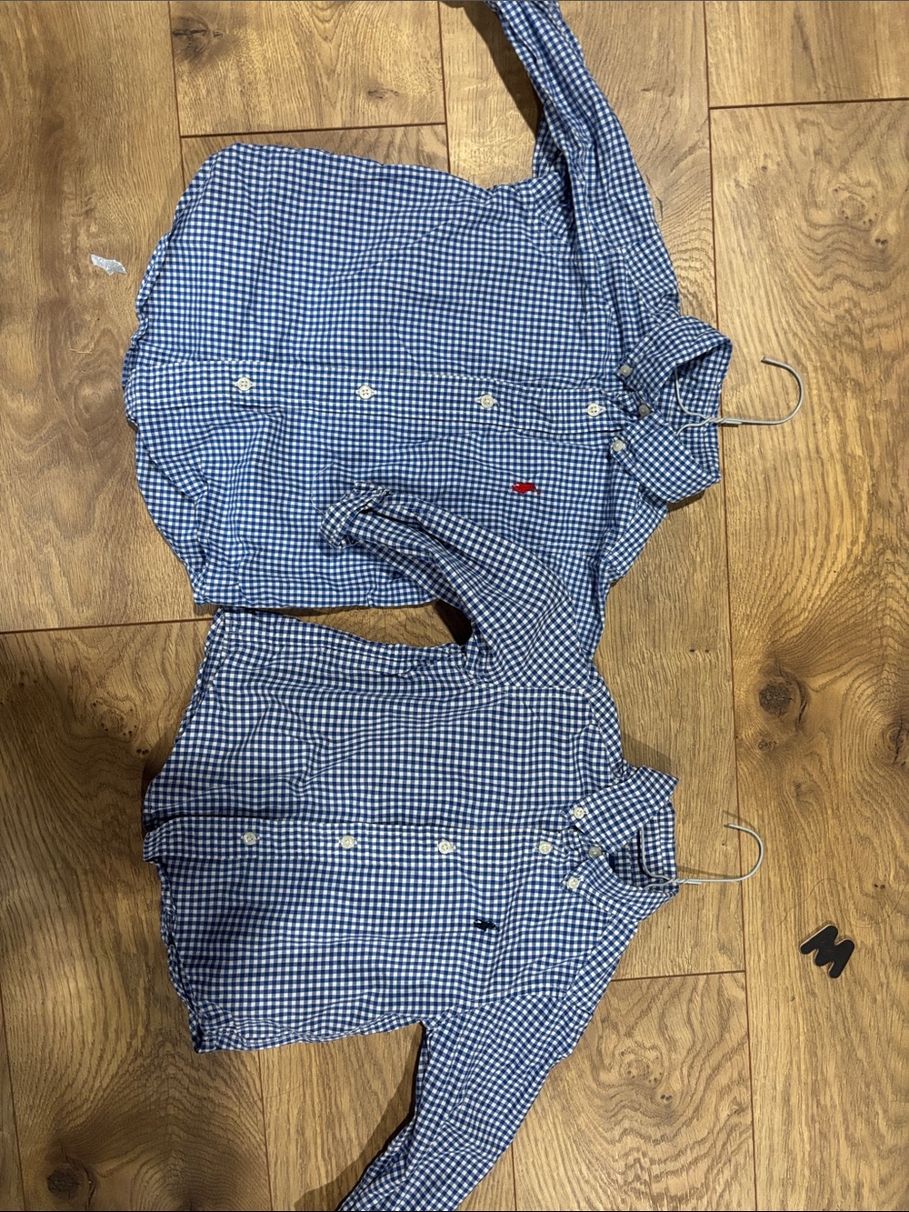 Ralph Lauren Blue and White Gingham Button-Down Shirt Lot (2)